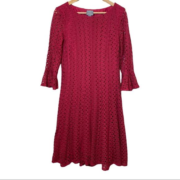 Rabbit Rabbit Rabbit Crochet Lace Dress Dark Pink Magenta Large - Picture 1 of 6